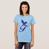 T-shirt Monogramme élégant initial T Bluebird (Devant entier)