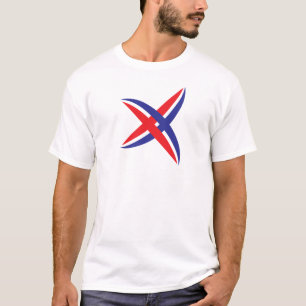 T-shirt Monogramme élégant lettre X trait rouge et bleu