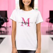 T-shirt Monogramme élégant rose chaud moderne
