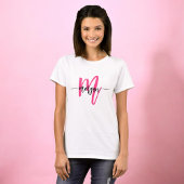 T-shirt Monogramme élégant rose chaud moderne