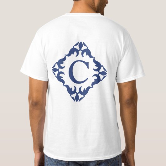 T-shirt Monogramme encadré en Filigree en bleu marine (Dos)