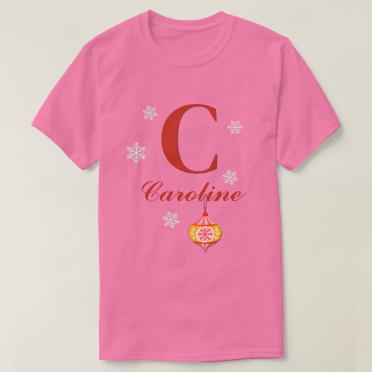 T-shirt Monogramme et nom avec un ornement (Design devant)