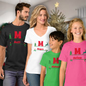 T-shirt Monogramme et nom personnalisés de Noël Enfants
