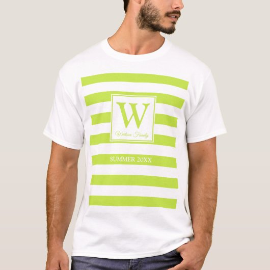 T-shirt Monogramme Famille d'été Ligne de réunion Vert ray (Devant)