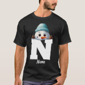 T-shirt Monogramme Famille Noël Custom mignon Snowman (Devant)