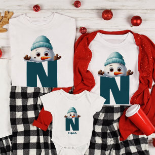 T-shirt Monogramme Famille Noël Custom mignon Snowman