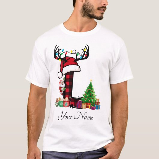 T-shirt Monogramme Famille Noël Personnalisez Avec Nom (Devant)