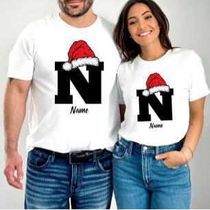 T-shirt Monogramme Famille Noël Personnalisez Avec Nom