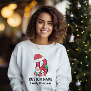 T-shirt Monogramme Famille Noël Personnalisez Avec Nom