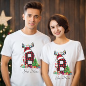 T-shirt Monogramme Famille Noël Personnalisez Avec Nom