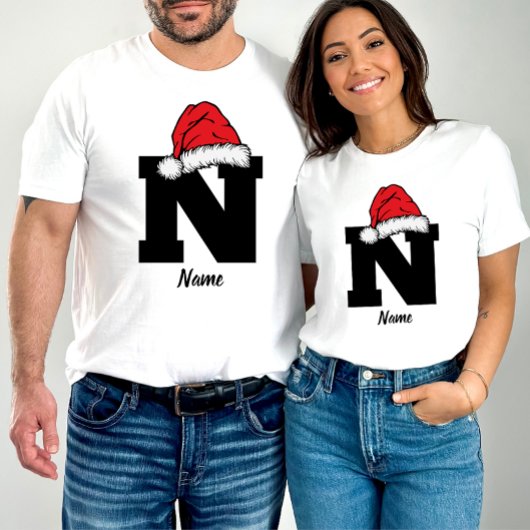 T-shirt Monogramme Famille Noël Personnalisez Avec Nom