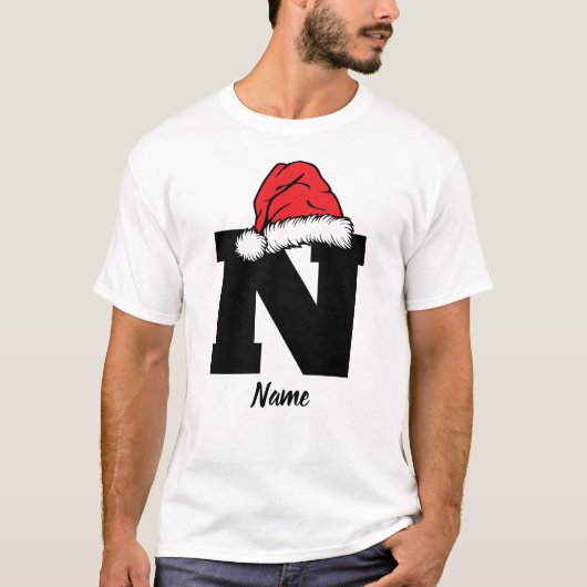 T-shirt Monogramme Famille Noël Personnalisez Avec Nom (Devant)