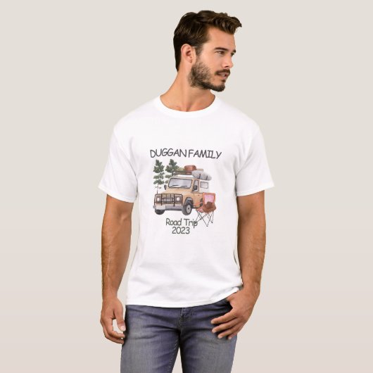 T-shirt Monogramme Famille Voyage routier Texte personnali (Devant entier)