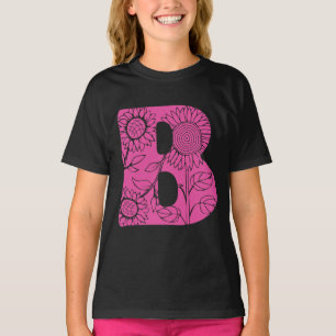 T-shirt monogramme floral B lettre majuscule