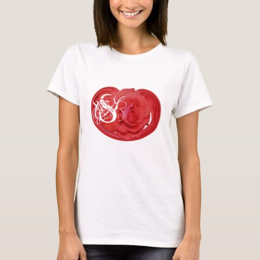 T-shirt Monogramme floral de rose Vos initiales Personnali (Devant)