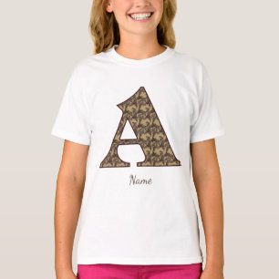 T-shirt Monogramme floral initial A Élégant