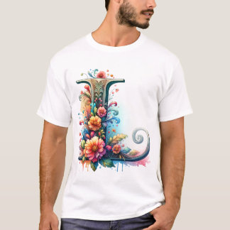 T-shirt Monogramme floral orné "J"