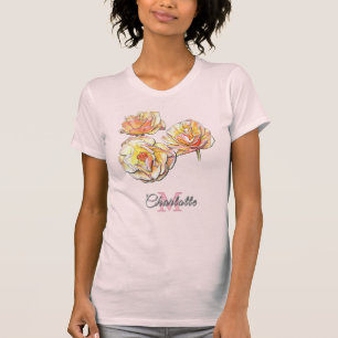 T-shirt Monogramme Floral Personnalisé avec Roses Dessinée