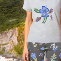 Monogramme Hibiscus Bleu Yoga Fitness Top