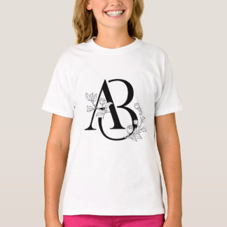 T-shirt Monogramme initial AB botanique