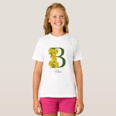 T-shirt Monogramme initial B personnalisé jonquille (Devant entier)