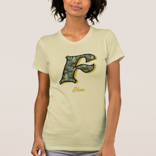 T-shirt Monogramme Initial F Fleur de Marguerite Art Perso