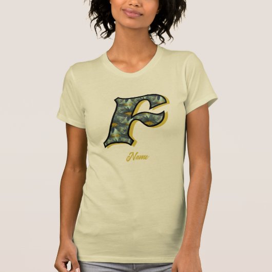 T-shirt Monogramme Initial F Fleur de Marguerite Art Perso (Devant)
