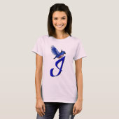 T-shirt Monogramme Initial I Élégant Bluebird (Devant entier)