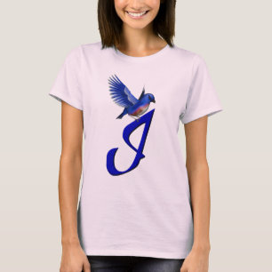 T-shirt Monogramme Initial I Élégant Bluebird