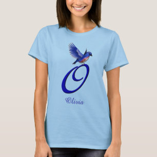 T-shirt Monogramme Initial O Élégant Personnalisé Bluebird