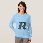 T-shirt Monogramme initial R Hydrangea Floral T Chemise (Devant entier)