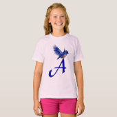 T-shirt Monogramme initiale A Bluebird  (Devant entier)
