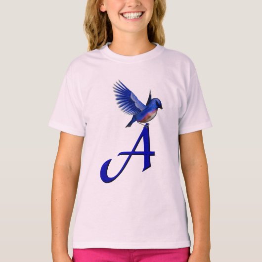 T-shirt Monogramme initiale A Bluebird  (Devant)