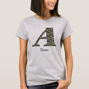 T-shirt Monogramme Initiale A Fleurs D'Hydrangea Personnal