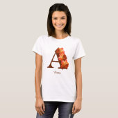 T-shirt Monogramme Initiale A Personnalisé Rose Orange (Devant entier)