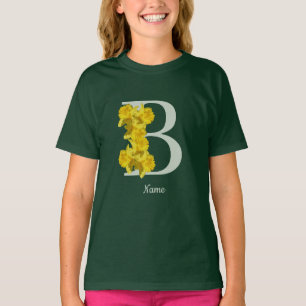 T-shirt Monogramme initiale B personnalisé jonquille