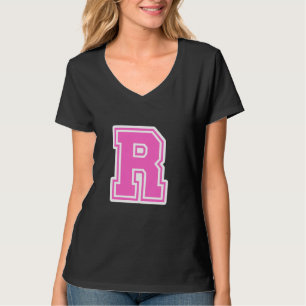 T-shirt Monogramme initiale de lettre rose R pour prénom n