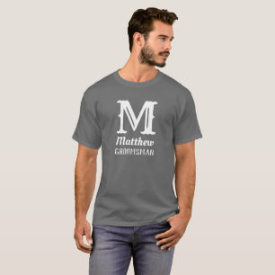 T-shirt Monogramme initiale du nom Mariage gris des garçon