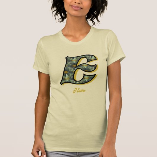 T-shirt Monogramme Initiale E Art de Fleur de Marguerite P (Devant)
