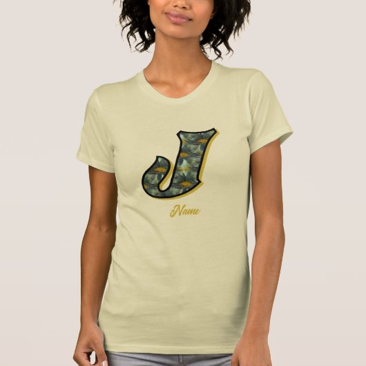 T-shirt Monogramme Initiale J Art de Fleur de Marguerite P (Devant)