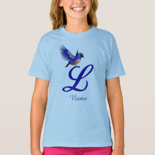 T-shirt Monogramme Initiale L Élégant Personnalisé Bluebir