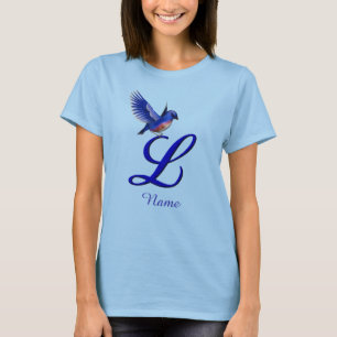 T-shirt Monogramme Initiale L Élégant Personnalisé Bluebir