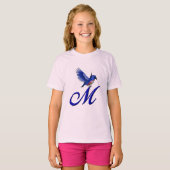 T-shirt Monogramme Initiale M Élégant Bluebird  (Devant entier)