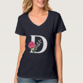 T-shirt Monogramme Lettre initiale D en rose rose blanche (Devant)
