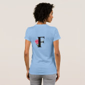 T-shirt Monogramme Lettre initiale F en noir avec rose ros (Dos entier)