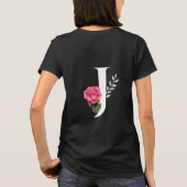 T-shirt Monogramme Lettre initiale J en blanc avec rose ro (Dos)