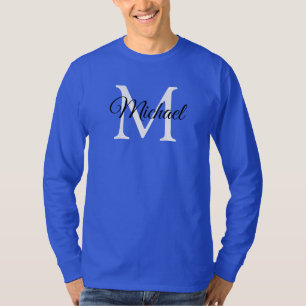 T-shirt Monogramme Lettre initiale Nom Homme's Deep Royal 