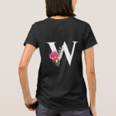 T-shirt Monogramme Lettre initiale W en blanc avec rose ro (Dos)