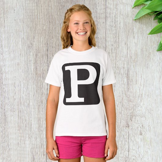 T-shirt Monogramme Lettre Majuscule P en Gras