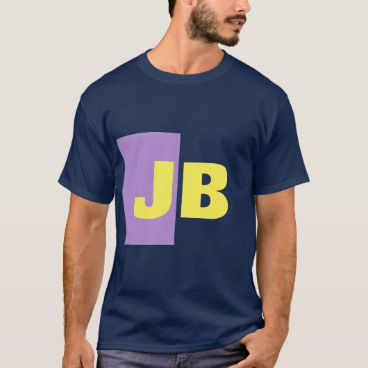 T-shirt Monogramme Lettres initiales Marine bleu Indigo ja (Devant)